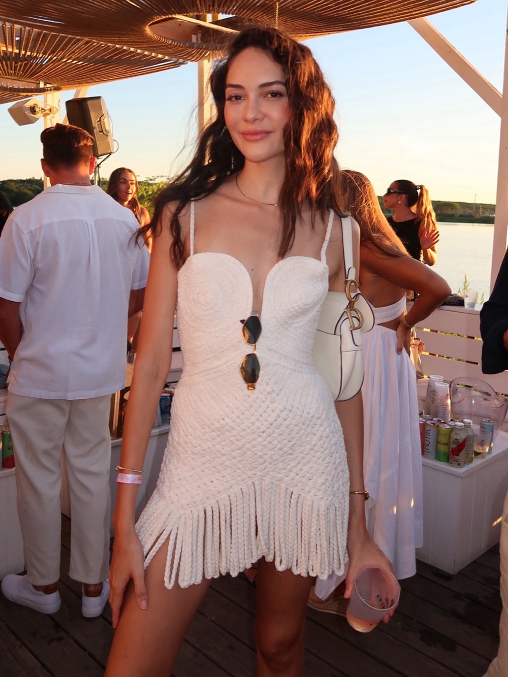 Cream Knit Fringe Mini Dress - Unknown Brand